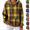 thumbnail image 1 of MexChoioe Womens Hooded Sweatshirt Fall Plaid Drawstring Long Sleeve Hoodies Daily Comfortable Relaxed Pullover for Women, 1 of 4