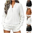 thumbnail image 1 of MexChoioe Womens Quilted Bomber Jacket Ribbed Cuff Zip Up Long Sleeve Solid Casual Outer Coat With Hand Pockets for Womens, 1 of 5