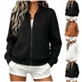 thumbnail image 1 of MexChoioe Womens Quilted Bomber Jacket Ribbed Cuff Zip Up Long Sleeve Solid Casual Outer Coat With Hand Pockets for Womens, 1 of 5