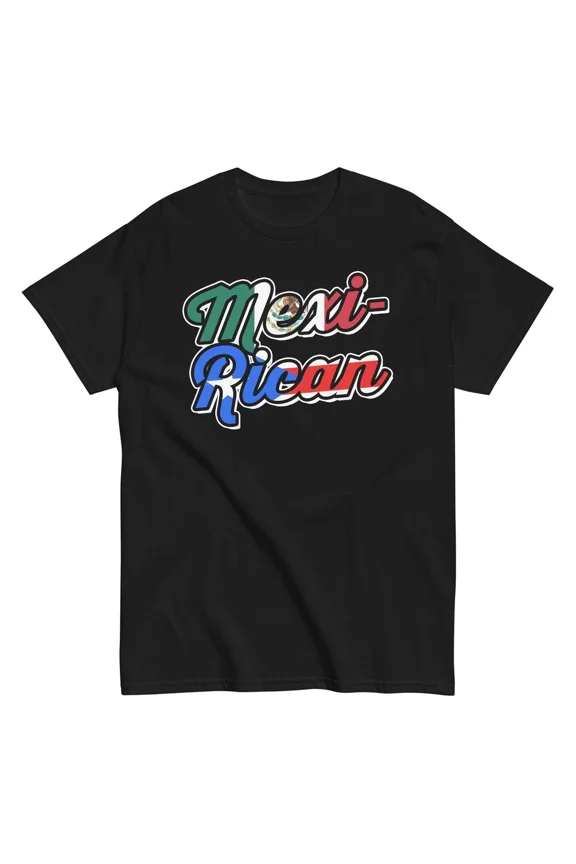 Mexi-Rican Flag Fusion Mexico Puerto Rico Heritage Roots Pride Unisex T-Shirt, S-5XL