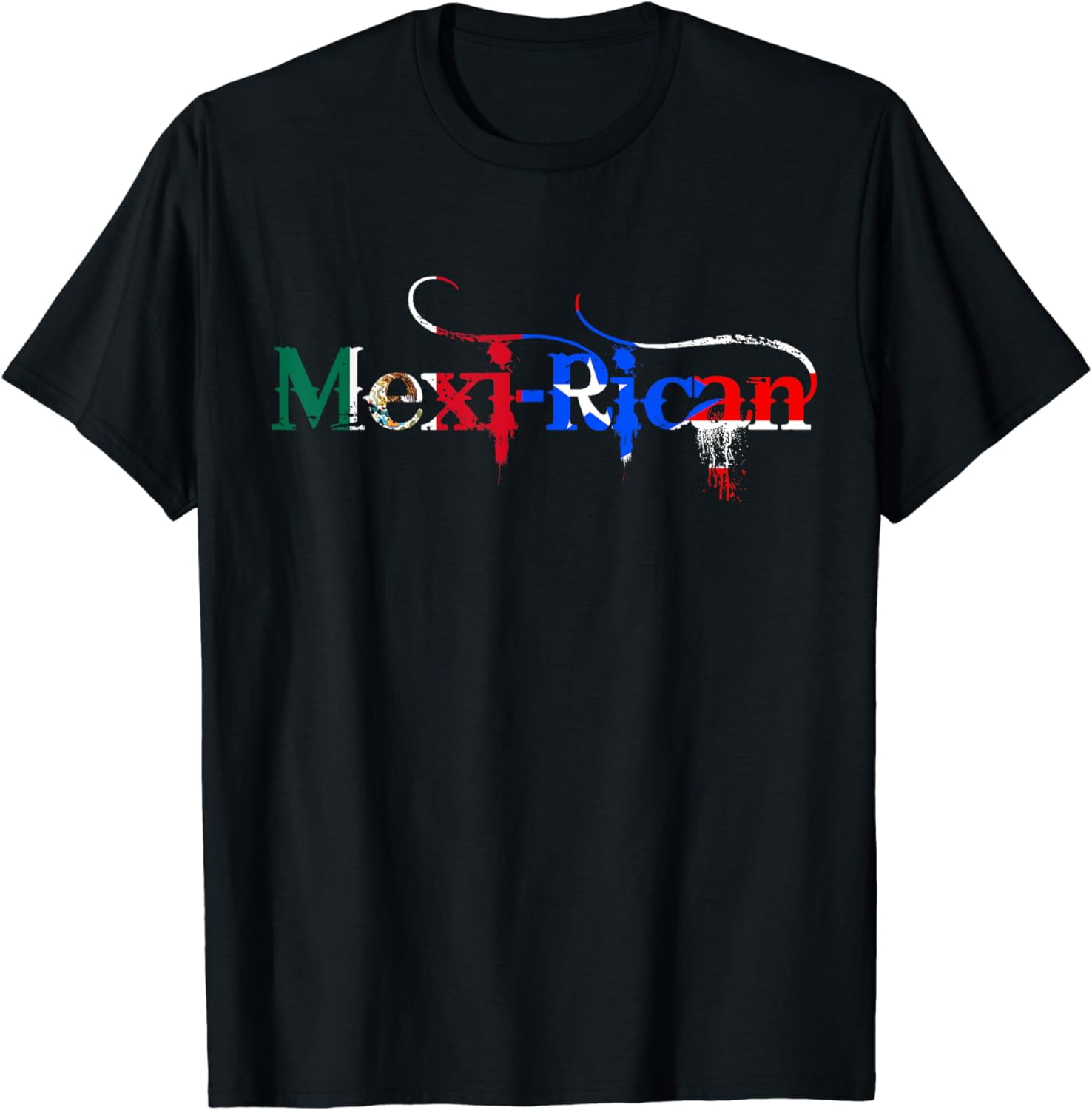 Mexi-Rican Mexico Puerto Rico Flag Mexican Illustrated T-Shirt ...