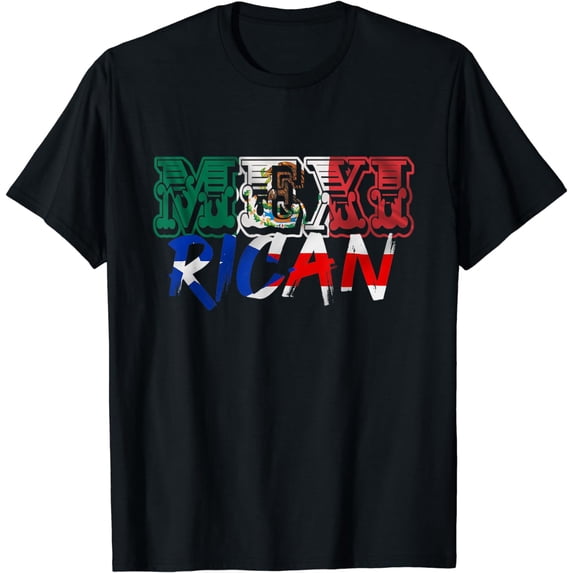 MexiRican Mexico Puerto Rico Flag Mexican Illustrated T-Shirt