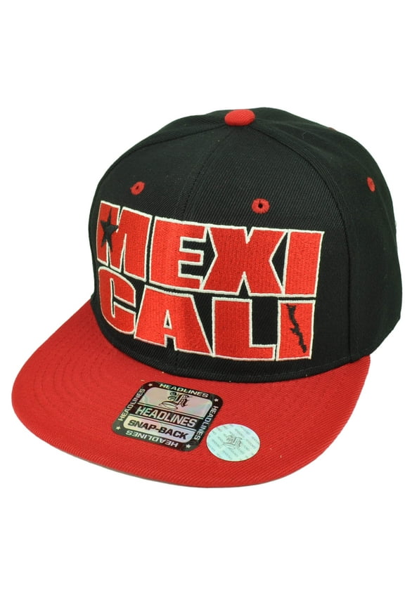 Mexicali City Baja California Mexico Black Red Hat Cap Snapback Flat Bill Gorra