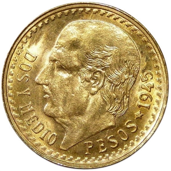 Mexican 2.5 Peso, .0603 Ozs Gold Content