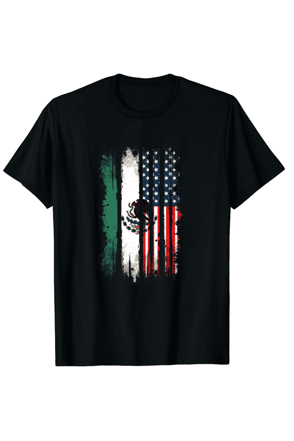 Mexican American Flag Distressed Graphic T-Shirt Retro Patriotic Heritage Pride Men Women Vintage Grunge Tee