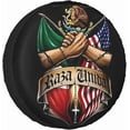 thumbnail image 1 of Mexican American Flag Eagle Spare Tire Cover Weatherproof Wheel Protectors Dust-Proof Sun Protection Wheel Tire Covers Universal Fit for Truck SUV RV Camper Trailer Car Accessories, 1 of 10