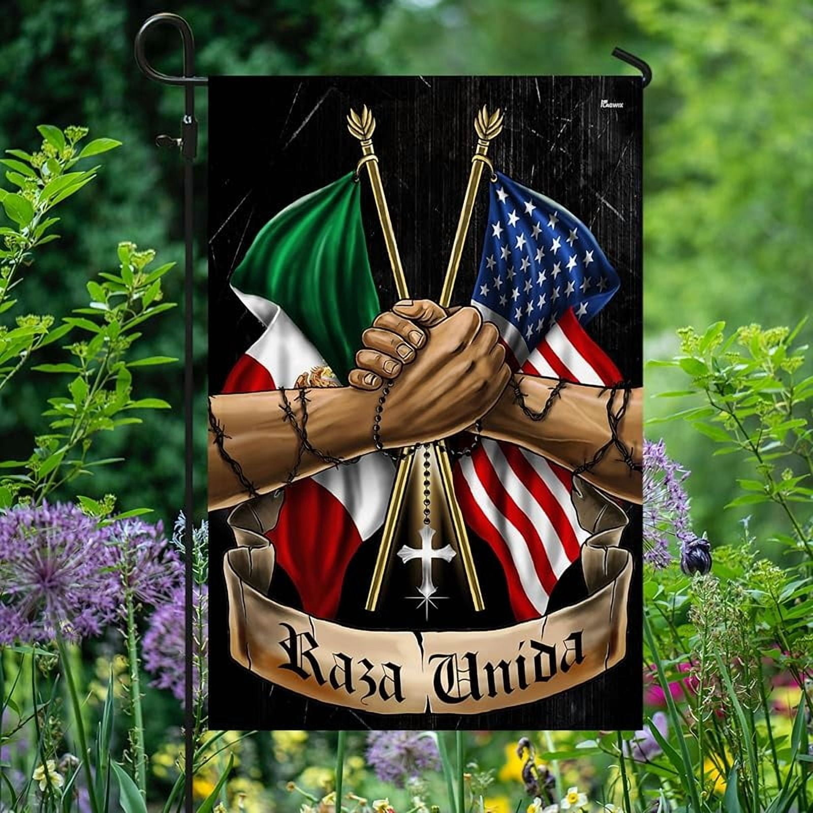 Mexican American Flag - Garden American Flags for Outside 11.5" x 17.5" - US Mexican Flag Garden Decor for Outside, USA Mexico Flag Patriotic Decorations, Outdoor Decor for Patio
