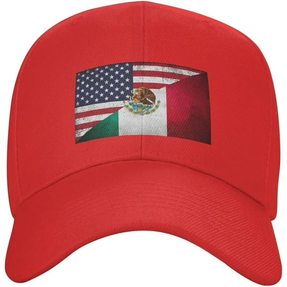 Mexican American Flag Hat for Men Women Mexico USA Friendship Flag Baseball Cap Black Snapback Hat
