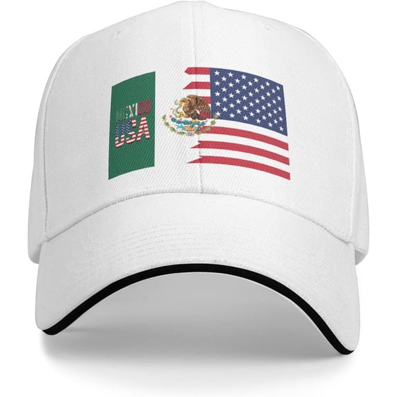 Mexican American Flag Hat for Men Women Mexico USA Friendship Flag Baseball Cap Black Snapback Hat