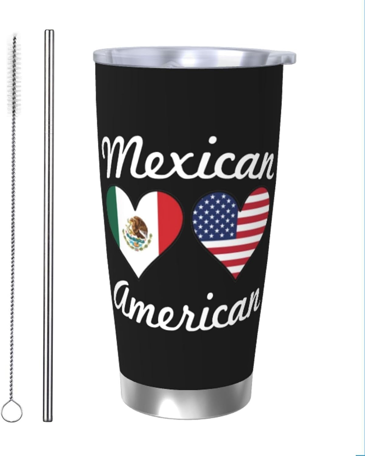 Mexican American Flag Insulated Tumblers Stainless Steel Spill