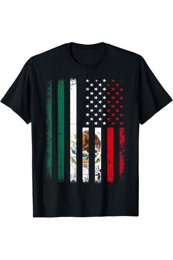 Mexican American Flag Mexican Roots Mexico America T-Shirt