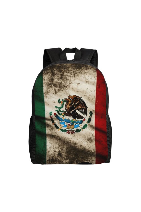 Mexican American Flag Proud Mexico Laptop Backpack, Padded 15.6 Inch Computer Compartment, Casual Travel Work Daypack