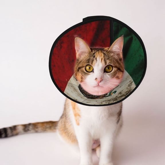 Mexican American Flag Proud Mexico Soft Pet Recovery Collar for Cats Small Dogs, Protective Elizabeth Collar for Post-Surgery, Anti-Lick & Anti-Scratch