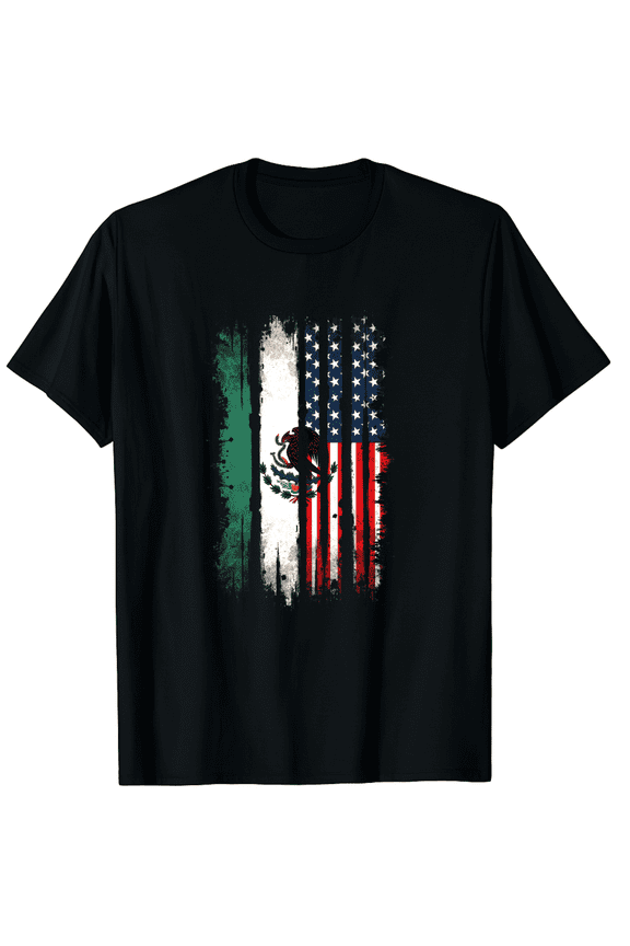 Mexican American Flag Roots Mexico America Men Women Short Sleeve Graphic T-Shirt, Mexican Pride Gift