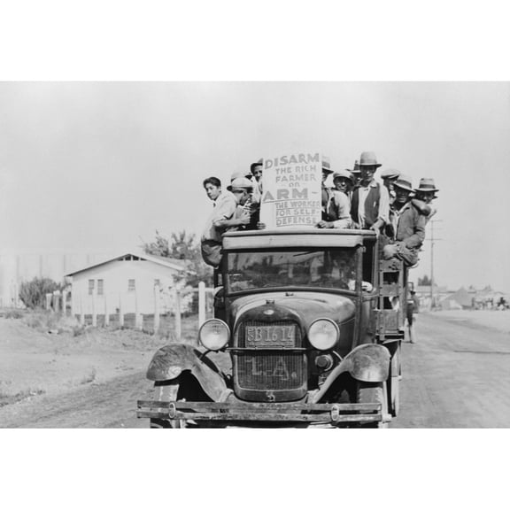 Mexican-American Workers On Strike In California In 1933. Their Sign Reads History (24 x 18)