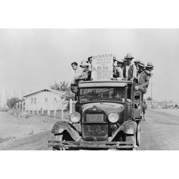 Mexican-American Workers On Strike In California In 1933. Their Sign Reads History (36 x 24)