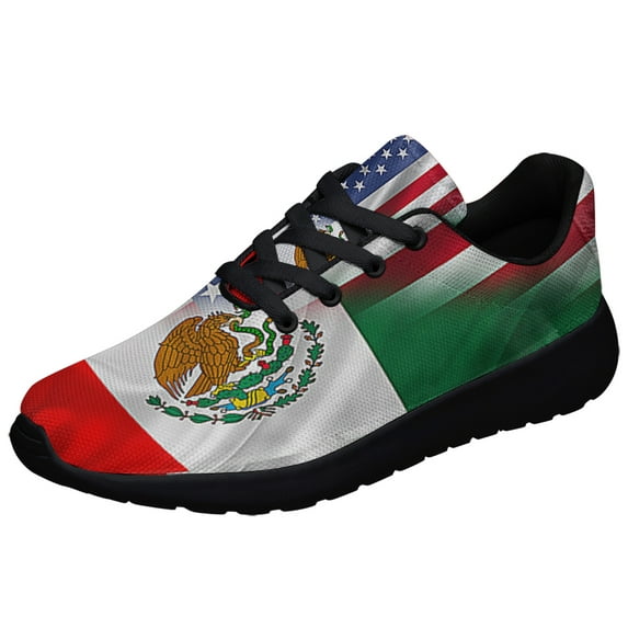 Mexican American flag Shoes Sneakers Black Size 11