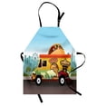 thumbnail image 1 of Mexican Apron, Taco Truck on the Road in City Delivery Fast Food Traditional Taste Takeaway Image, Unisex Kitchen Bib with Adjustable Neck for Cooking Gardening, Adult Size, Blue Orange, by Ambesonne, 1 of 4