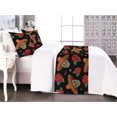 thumbnail image 1 of Mexican Art Bed Runner Set, American Traditional Skull With Round Hat and Flowers Vintage Art, Decorative Bedding Scarf & 2 Pillow Shams for Hotels Homes, Queen, Charcoal Grey Dark Coral, by Ambesonne, 1 of 3