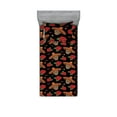 thumbnail image 1 of Mexican Art Fitted Sheet & Pillow Sham Set, American Traditional Skull With Round Hat and Flowers Vintage Art, Decorative Printed 2 Piece Bedding Decor, Twin, Charcoal Grey Dark Coral, by Ambesonne, 1 of 1