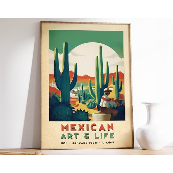 Mexican Art And Life Poster, Colourful Mexican Art Traditional Mexican Artwork, Floral Vintage Poster, Latin Decor, Cultural Gift Wall Art, Modern Wall Decor, 24x36 UNFRAMED