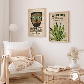 Mexican Art Print Set Cactus Face Latin American Decor Set