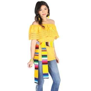 Mexican Artisanal Blouse 50% Cotton, %50 Polyester Yellow 602529