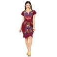 thumbnail image 1 of Artisanal Embroidered Dress 100% Cotton Wine 603095, 1 of 1