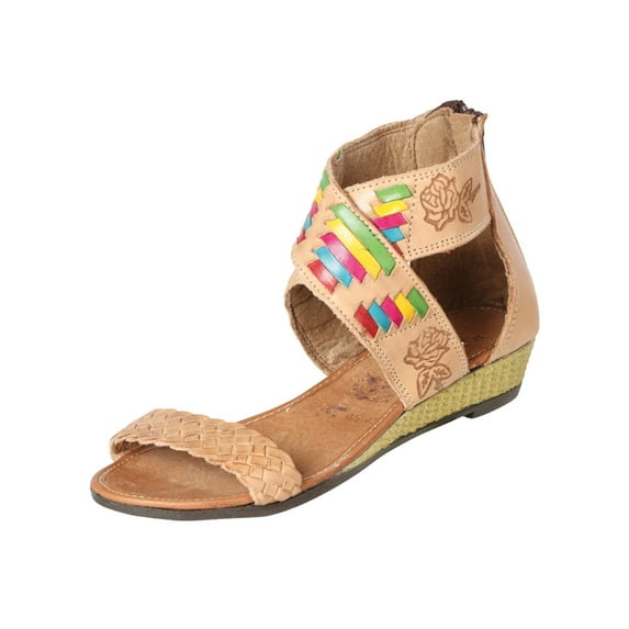 Mexican Artisanal Sandals Leather Tan/Multicolor 602948