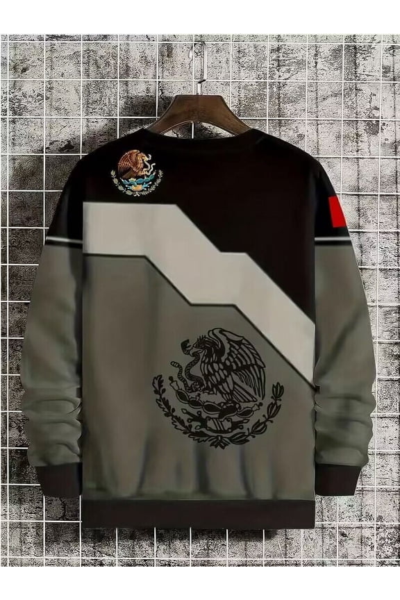 Mexican Aztec Eagle Snake Graphic Print Fashion Menapos s Black