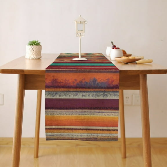 Mexican BOHO Strips (1) Table Runner, Seasonal Fall Winter Kitchen Dining Table Decoration for Home Party Decor 13 x 72 Inch