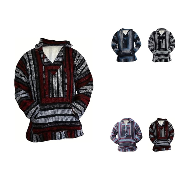 Mexican Baja Hoodie – Hippie Surf Poncho Sweater Sweatshirt Pullover Jerga