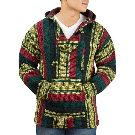Mexican Baja Hoodie Sweater Jerga Pullover Rastra Large