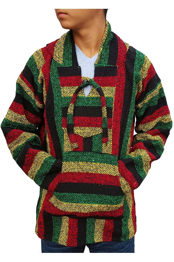 Mexican Baja Hoodie Sweater Jerga Pullover Rastra Small