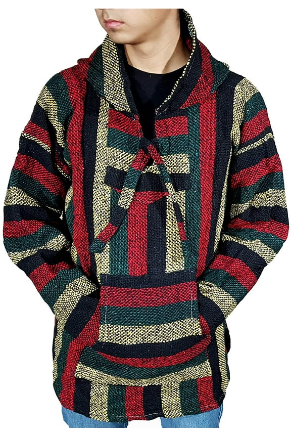 Mexican Baja Hoodie Sweater Jerga Pullover Rastra Small