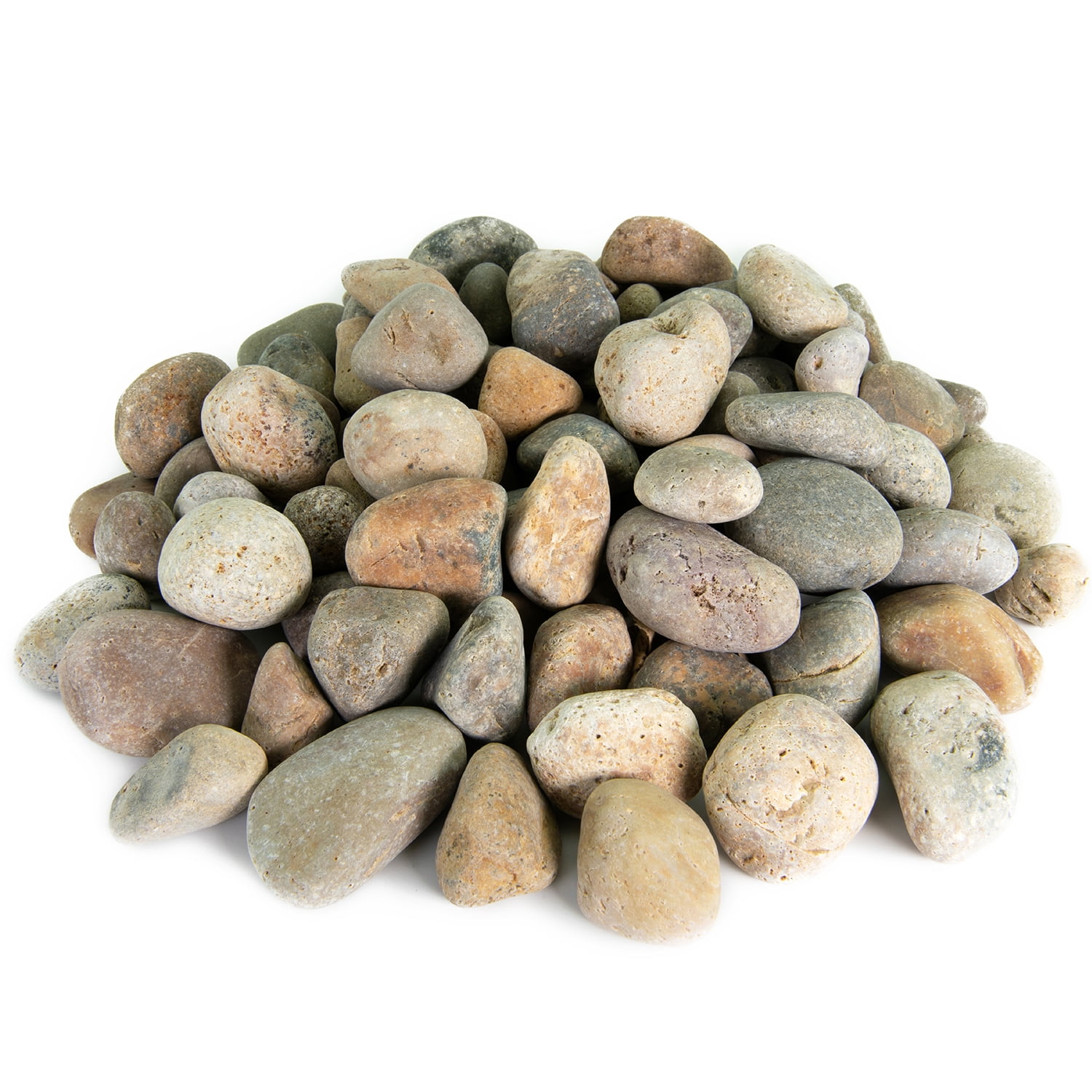 Buff Mexican Beach Pebbles Medium Size Garden Stones, 40 Pounds
