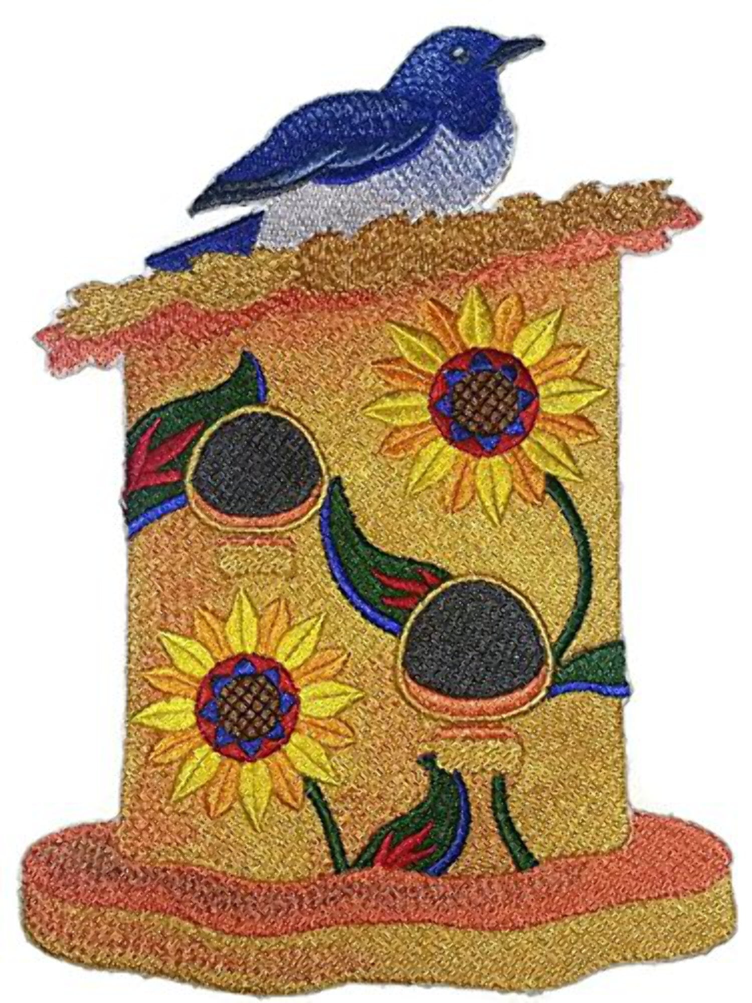 Mexican Birdhouse with Mexican Blue Jay Embroidered Iron on Patch [6.82" X 4.8"]
