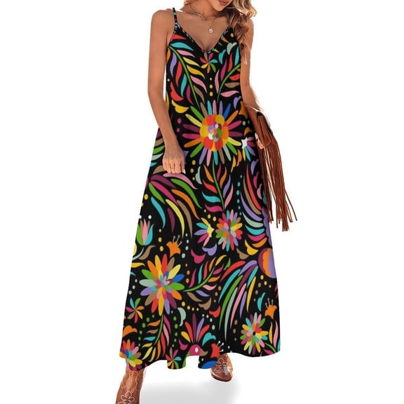 Mexican Black Pattern Sleeveless Dress Loose Women's Dress Dresses Luxury Evening Dresses