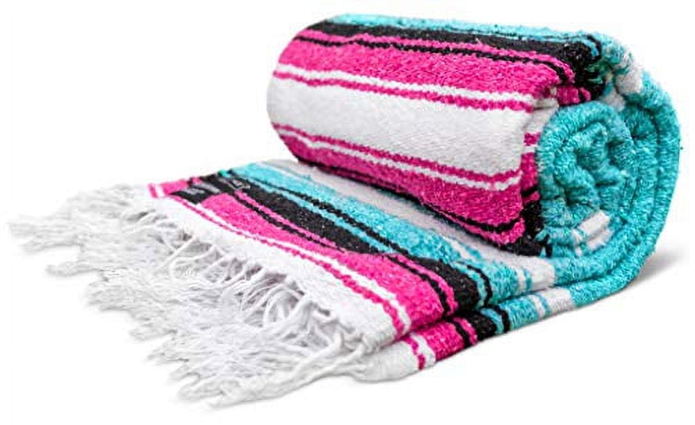 TEAL TRADITIONAL MEXICAN YOGA BLANKET