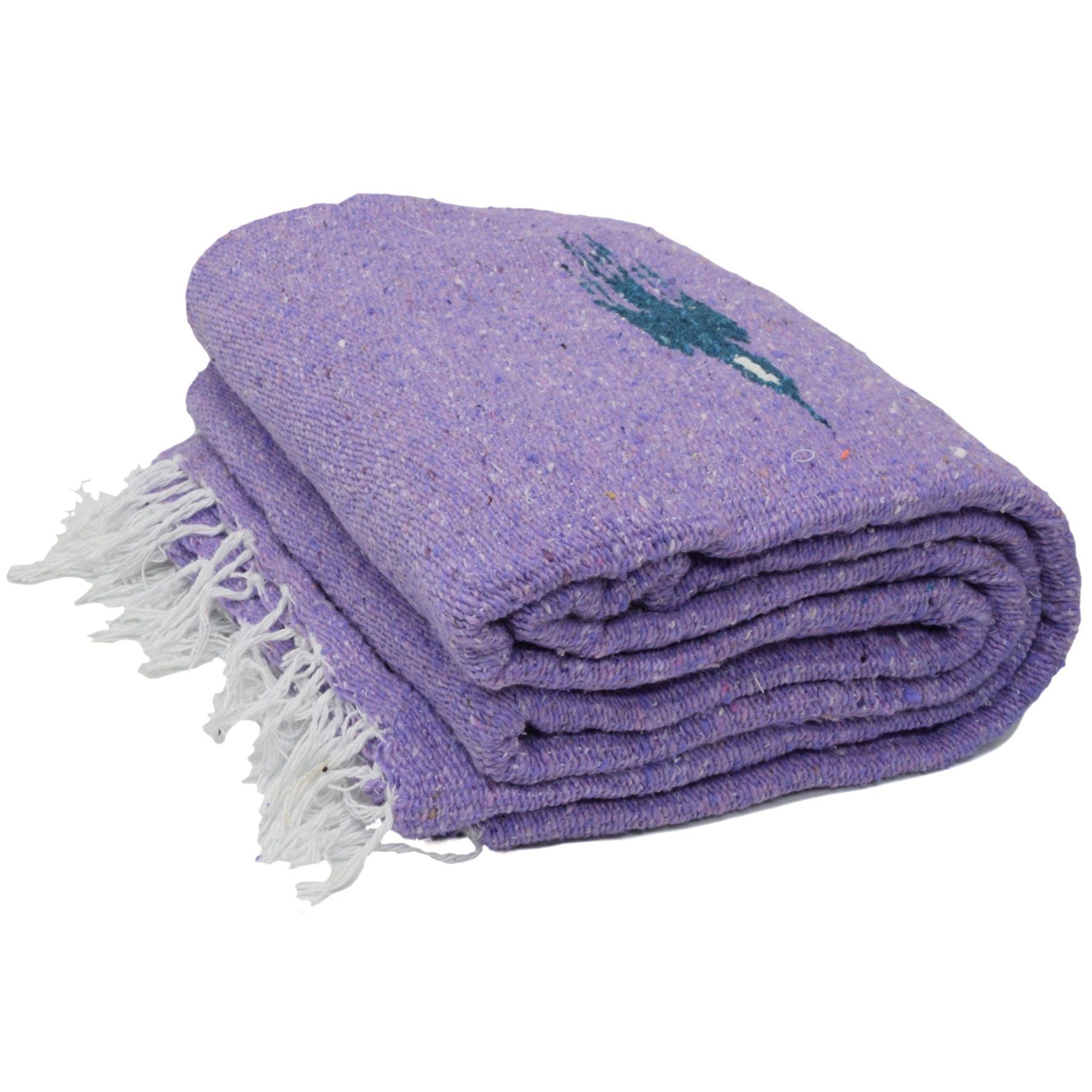 Mexican Blanket Purple Thunderbird | Large Yoga Blanket Thick and Soft Falsa | Violet Throw Blanket for Yoga, Bed, Outdoor, Beach, Couch, & Picnic Serape