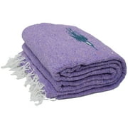 Mexican Blanket Purple Thunderbird | Large Yoga Blanket Thick and Soft Falsa | Violet Throw Blanket for Yoga, Bed, Outdoor, Beach, Couch, Picnic Serape