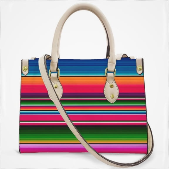 Mexican Blanket Striped Fiesta Serape Cross Body Bags For Women Small Leather Female Handbags Fashion Top-Handle Totes