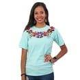 thumbnail image 1 of Mexican Blouse Style Hand Embroidered T Shirt (Mint, 2XL), 1 of 1
