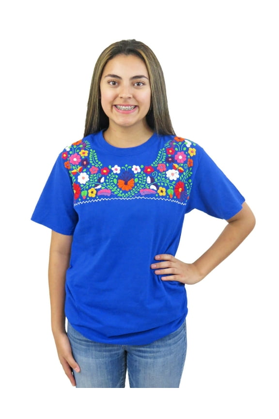 Mexican Blouse Style Hand Embroidered T Shirt