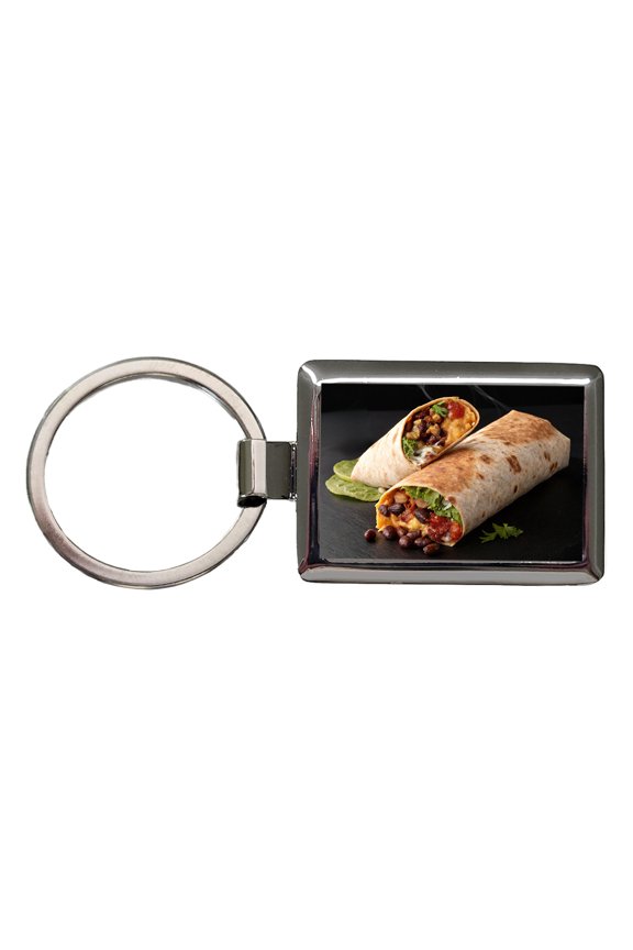Mexican Burrito Metal Rectangle Keychain