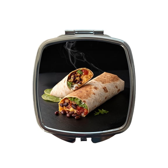 Mexican Burrito Travel Makeup Handbag Purse Small Pocket Compact Mirror