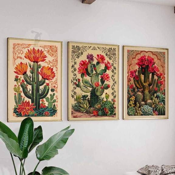Mexican Cactus Botanical Traditional Floral Art Gift Set 3