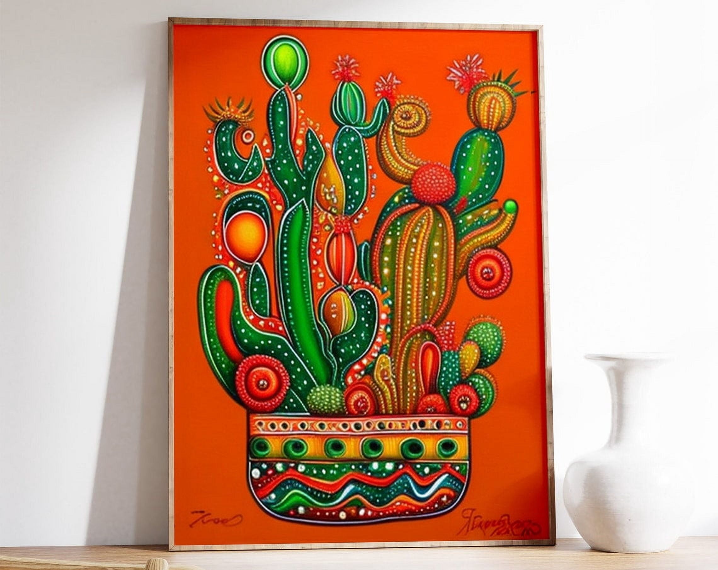 Mexican Cactus Poster, Mexican Art Print, Vintage Floral Wall Art ...