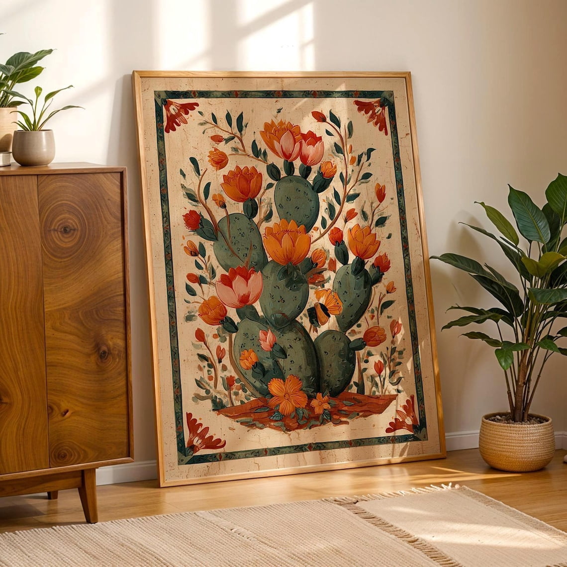 Mexican Cactus Prickly Pear Folk Art Wall Decor Desert Floral ...