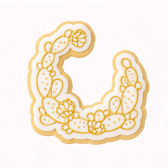 Mexican Cactus Wreath Cookie Cutter and Stamp with Size Options, Mexican Theme